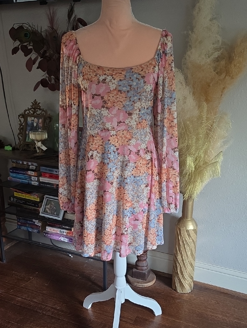 Altar'd State Long Sleeve Floral Pastel  Dress Size Large